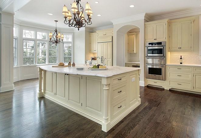 close-up view of textured laminate flooring planks in Fairlawn